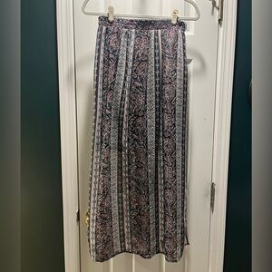 Faded Glory Navy Pattern Maxi Skirt, Size S (2-4)